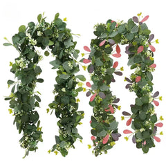 Ghirlanda Artificiala cu Frunze si Flori, 1.9m, decor natural pentru Interior, evenimente sau terase