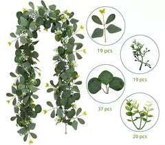 Ghirlanda Artificiala cu Frunze si Flori, 1.9m, decor natural pentru Interior, evenimente sau terase