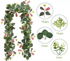 Ghirlanda Artificiala cu Frunze si Flori, 1.9m, decor natural pentru Interior, evenimente sau terase