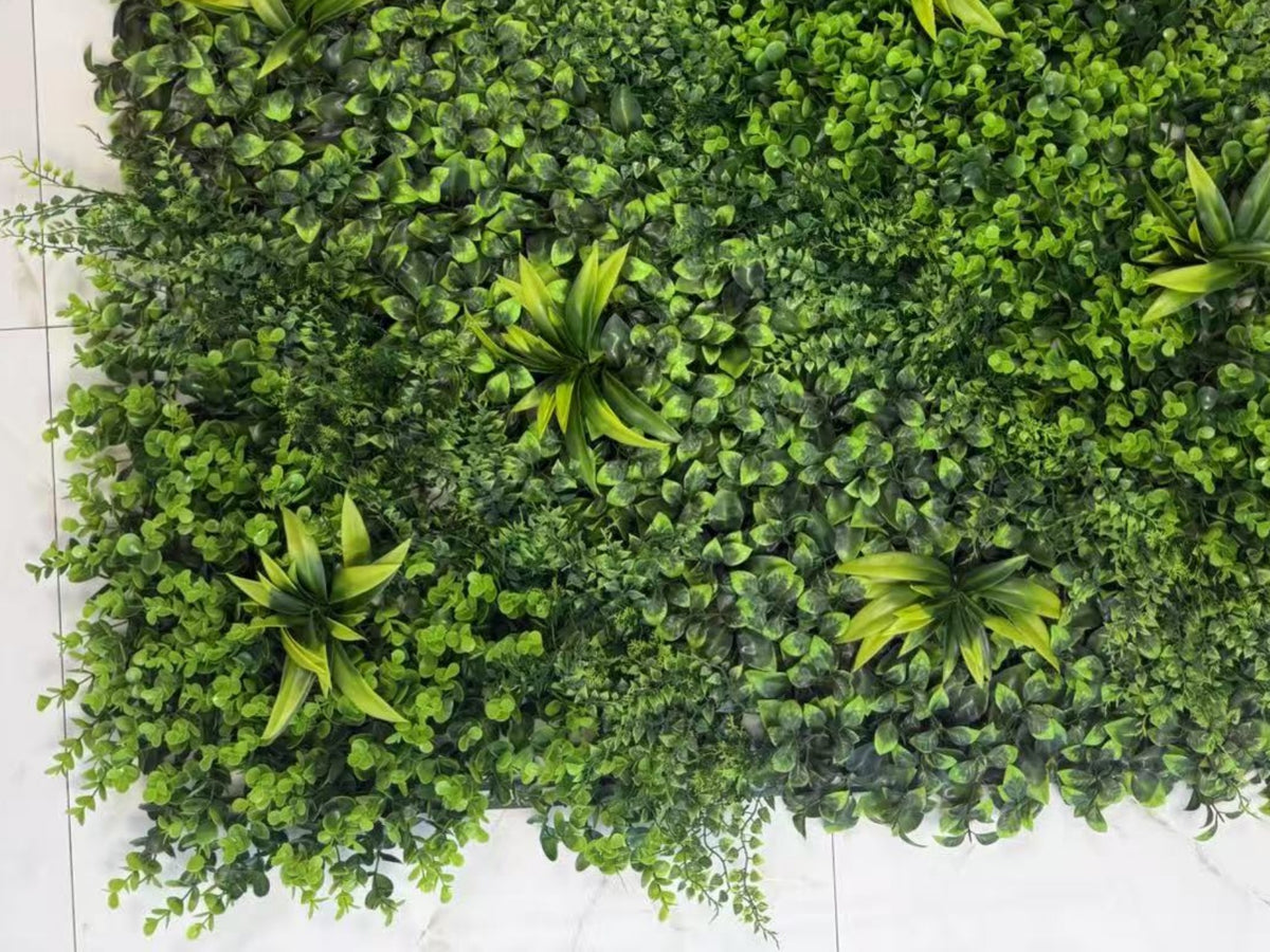 Panou Decorativ cu Plante Artificiale, Model Mix Verde, 1 x1 m