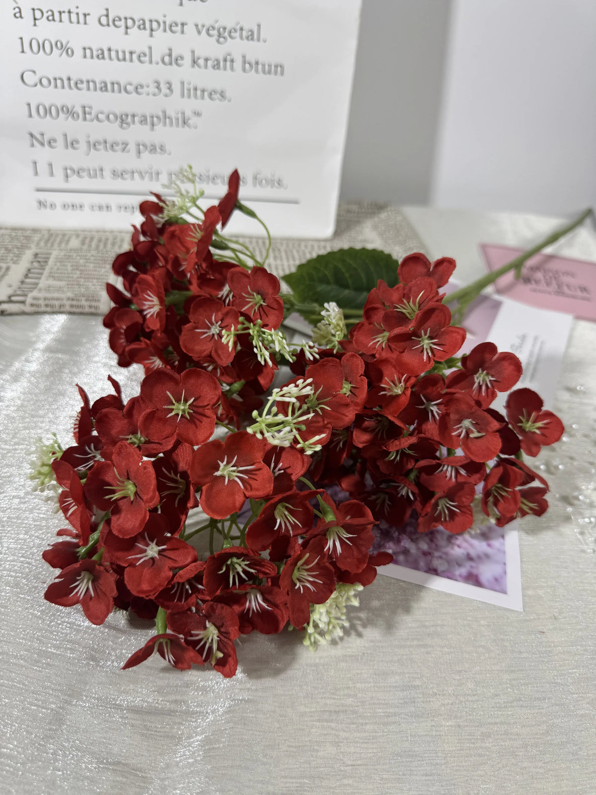 Orhidee artificiala cu tija, 3 flori, 90 cm, rosu, Ruyidecor