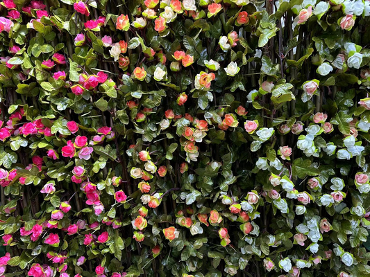 Panou floral artificial cu trandafiri, 1 x 2 m, 4 culori, Ruyidecor