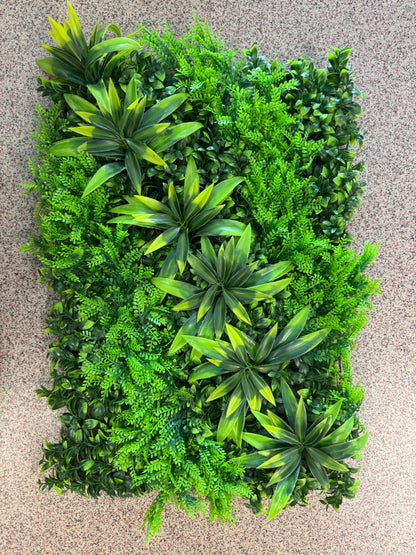 Panou verde artificial cu feriga si frunze exotice, 40 x 60 cm, Ruyidecor