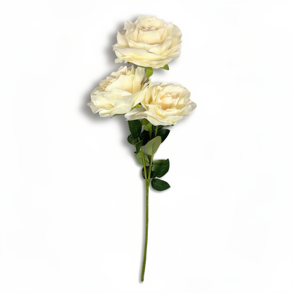 Crenguță Florală Artificială cu 3 Trandafiri 80 cm, Diverse Culori, cu Frunze Decorative, pentru Decor Interior - 1