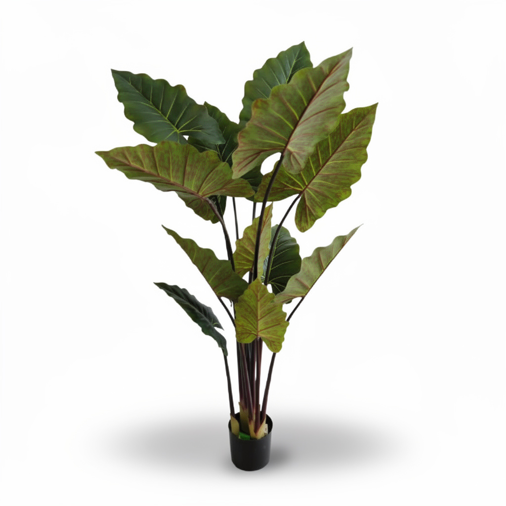 Planta artificiala decorativa cu frunze mari verzi, ghiveci negru, 160 cm - Default Title