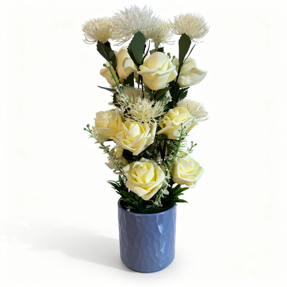 Aranjament floral decorativ în ghiveci alb, 58 cm, diverse culori - 2