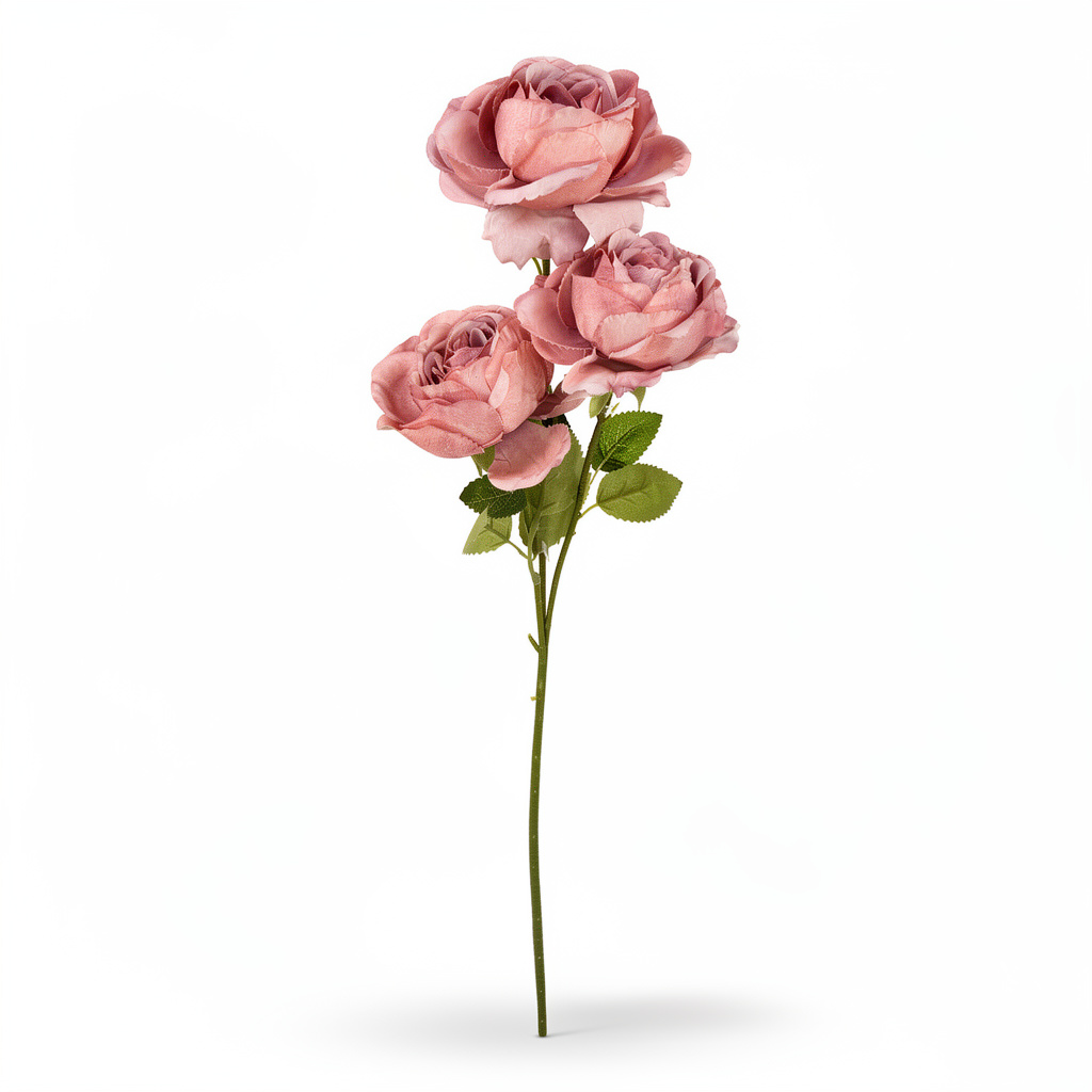 Crenguță Florală Artificială cu 3 Bujori 80 cm, Diverse Culori, cu Frunze Decorative, pentru Decor Interior - 2