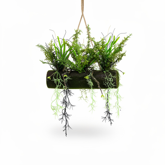 Aranjament artificial suspendat pe baza de muschi, 45 cm, verde, Ruyidecor