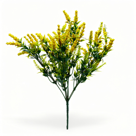 Buchet artificial cu flori mici, 30 cm, albastru, galben sau mov, Ruyidecor - Galben