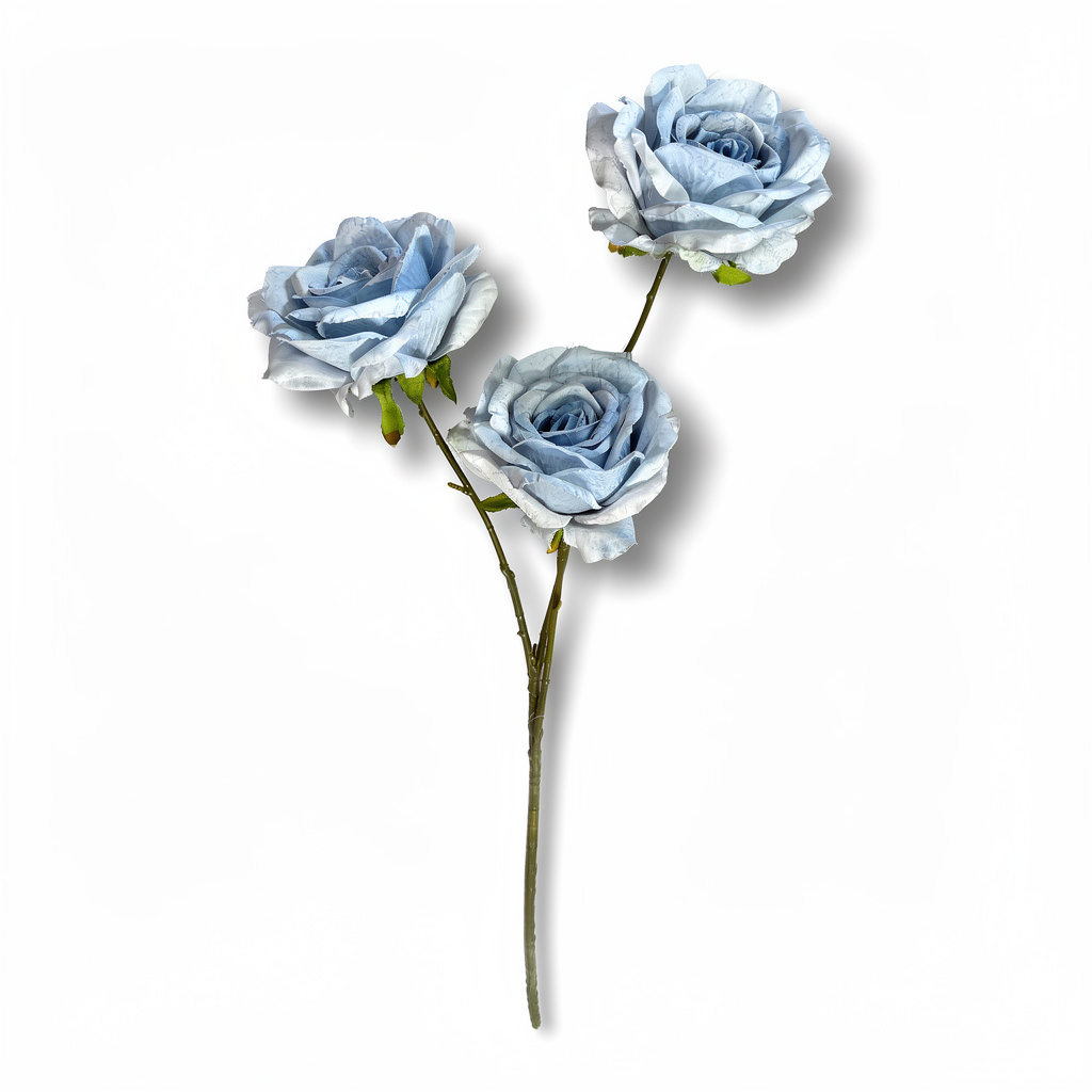 Crenguță Florală Artificială cu 3 Trandafiri 68 cm, Diverse Culori, pentru Decor Interior - 1