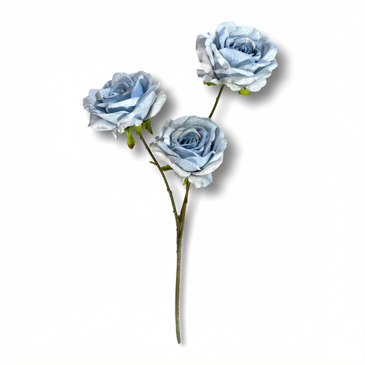 Crenguță Florală Artificială cu 3 Trandafiri 68 cm, Diverse Culori, pentru Decor Interior - 1