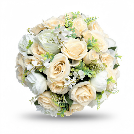 Buchet artificial cu flori și frunze decorative, 36 capete, 45 cm, Ruyidecor - 2