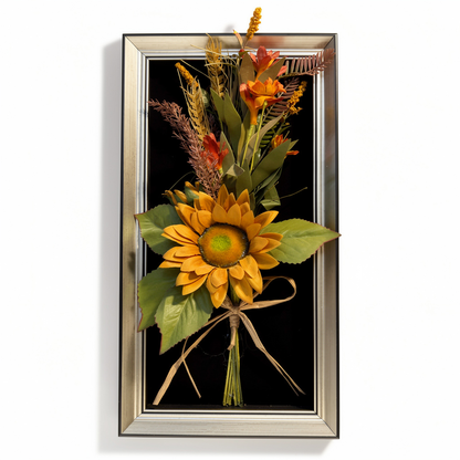 Tablou decorativ cu aranjament floral artificial, diverse culori, 25 x 45 cm - 2