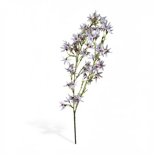 Crenguta artificiala cu flori stelate, 110 cm, 4 culori, Ruyidecor - Alb