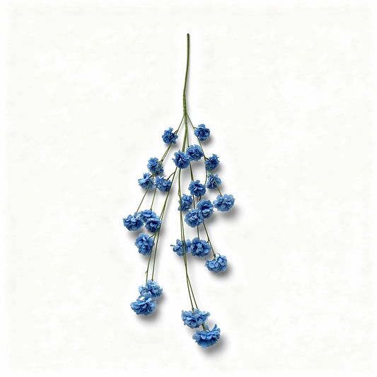 Floare artificiala cu tija, flori pompon, 75 cm, albastru intens, Ruyidecor