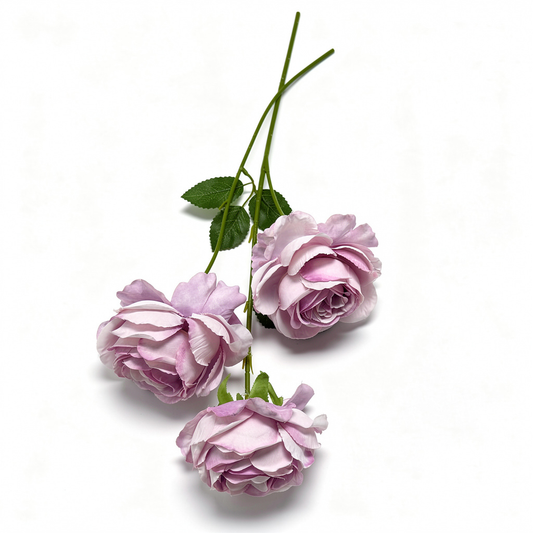 Crenguță Florală Artificială cu 3 Bujori 80 cm, Diverse Culori, cu Frunze Decorative, pentru Decor Interior - 1