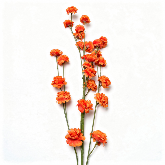 Floare artificiala cu tija, flori pompon, 75 cm, portocaliu, Ruyidecor