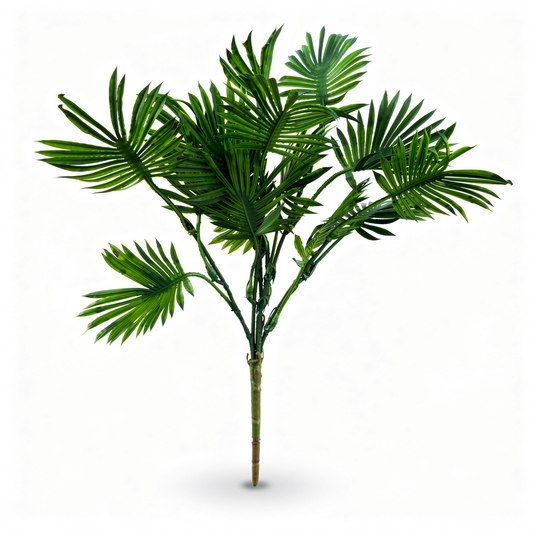 Buchet artificial cu frunze tip palmier evantai, 40 cm, verde, Ruyidecor