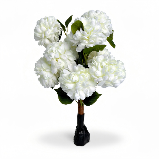 Planta crizantema artificiala decorativa, 90 cm, Ruyidecor - Alb