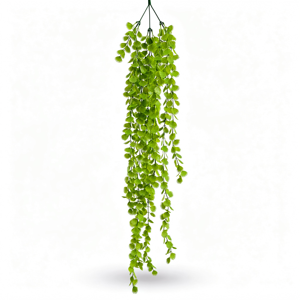 Ghirlanda artificiala curgatoare cu frunze evantai, 90 cm, 2 culori, Ruyidecor - Verde deschis