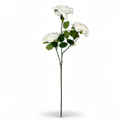 Crenguță Florală Artificială cu 3 Trandafiri 75 cm, Diverse Culori, cu Frunze Decorative, pentru Decor Interior - 7