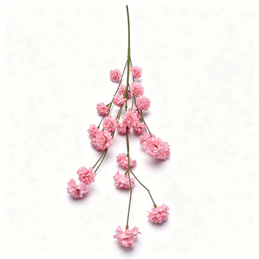 Floare artificiala cu tija, flori pompon, 75 cm, roz pal, Ruyidecor