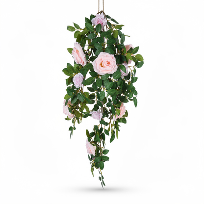 Plantă artificială curgătoare cu trandafiri și frunze decorative, 108 cm, diverse culori, Ruyidecor - 5