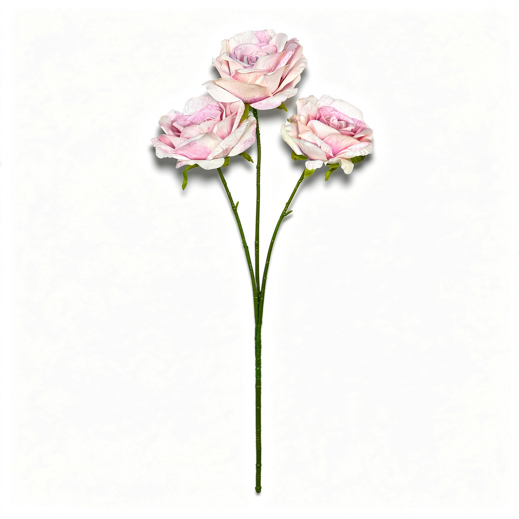 Crenguță Florală Artificială cu 3 Trandafiri 68 cm, Diverse Culori, pentru Decor Interior - 4