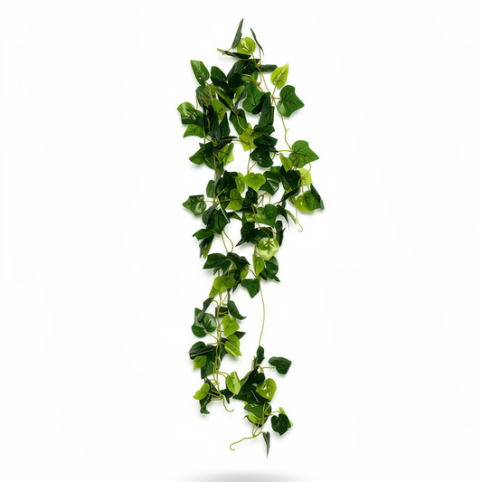 Ghirlanda artificiala curgatoare tip iedera cu frunze late, 90 cm, verde, Ruyidecor