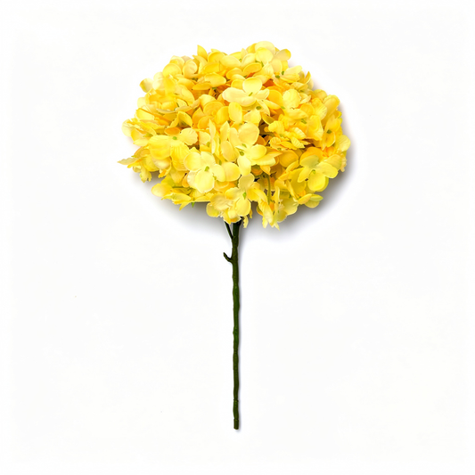 Hortensie artificiala cu tija, 85 cm, galben, Ruyidecor