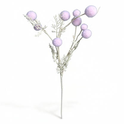 Floare Artificială Decorativă Tip Ramură cu Biluțe Pufoase, Diverse Culori, 1 buc - 5
