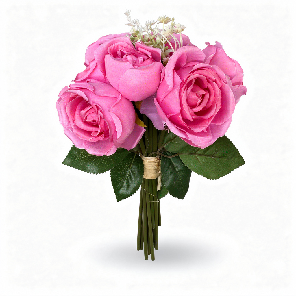 Buchet Floral Artificial cu 7 Trandafiri 55 cm, Diverse Culori, cu Frunze Decorative, pentru Decor Interior - 2