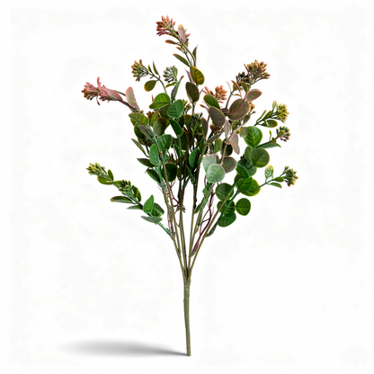 Buchet eucalipt artificial cu muguri, 40 cm, 3 culori, Ruyidecor - Roz