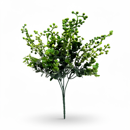 Buchet artificial cu bobite decorative, 40 cm, verde sau portocaliu, Ruyidecor - Verde