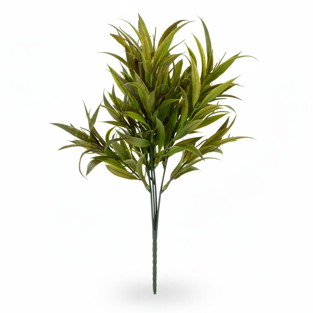 Buchet artificial cu frunze lungi lanceolate, 40 cm, verde, Ruyidecor