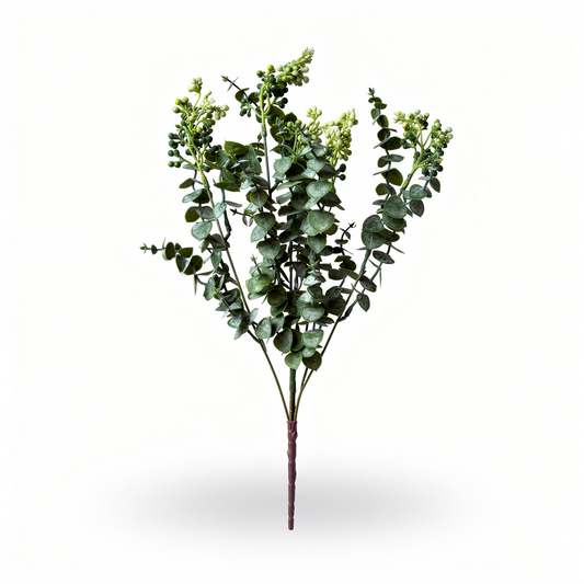 Buchet artificial de eucalipt cu bobite, 55 cm, verde, Ruyidecor