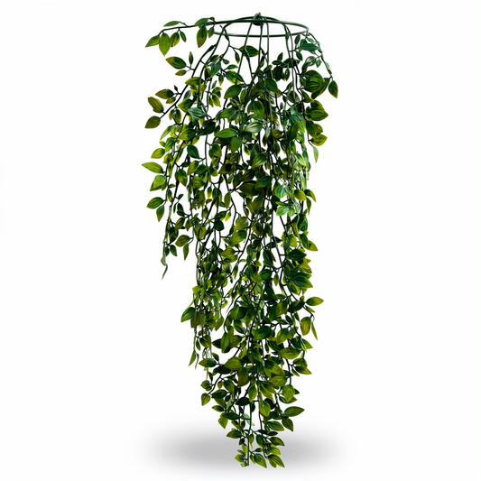 Tija artificiala curgatoare cu frunze ovale, 95 cm, verde, Ruyidecor
