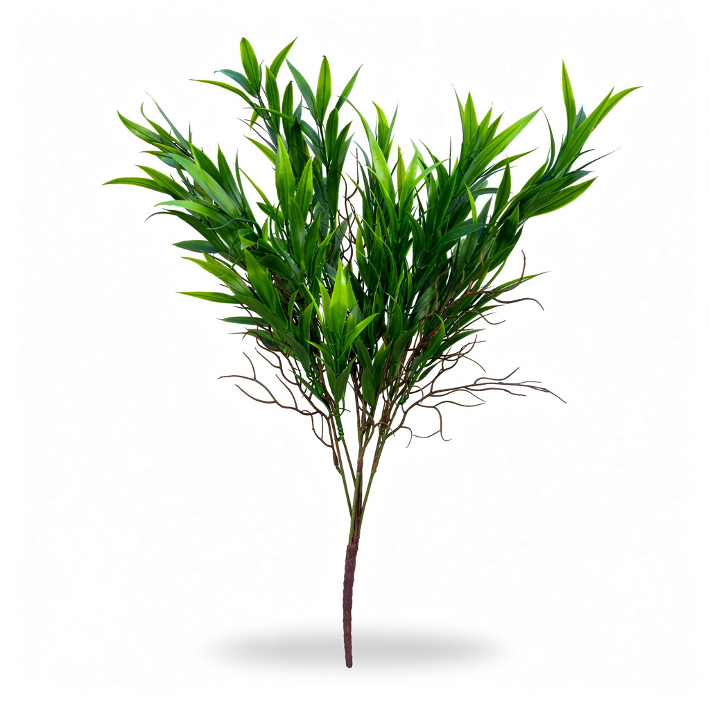 Buchet artificial cu frunze lanceolate verzi, 55 cm, Ruyidecor