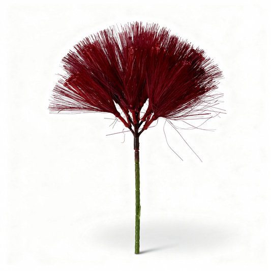 Floare artificiala tip pompon cu tija, 80 cm, bordo, Ruyidecor