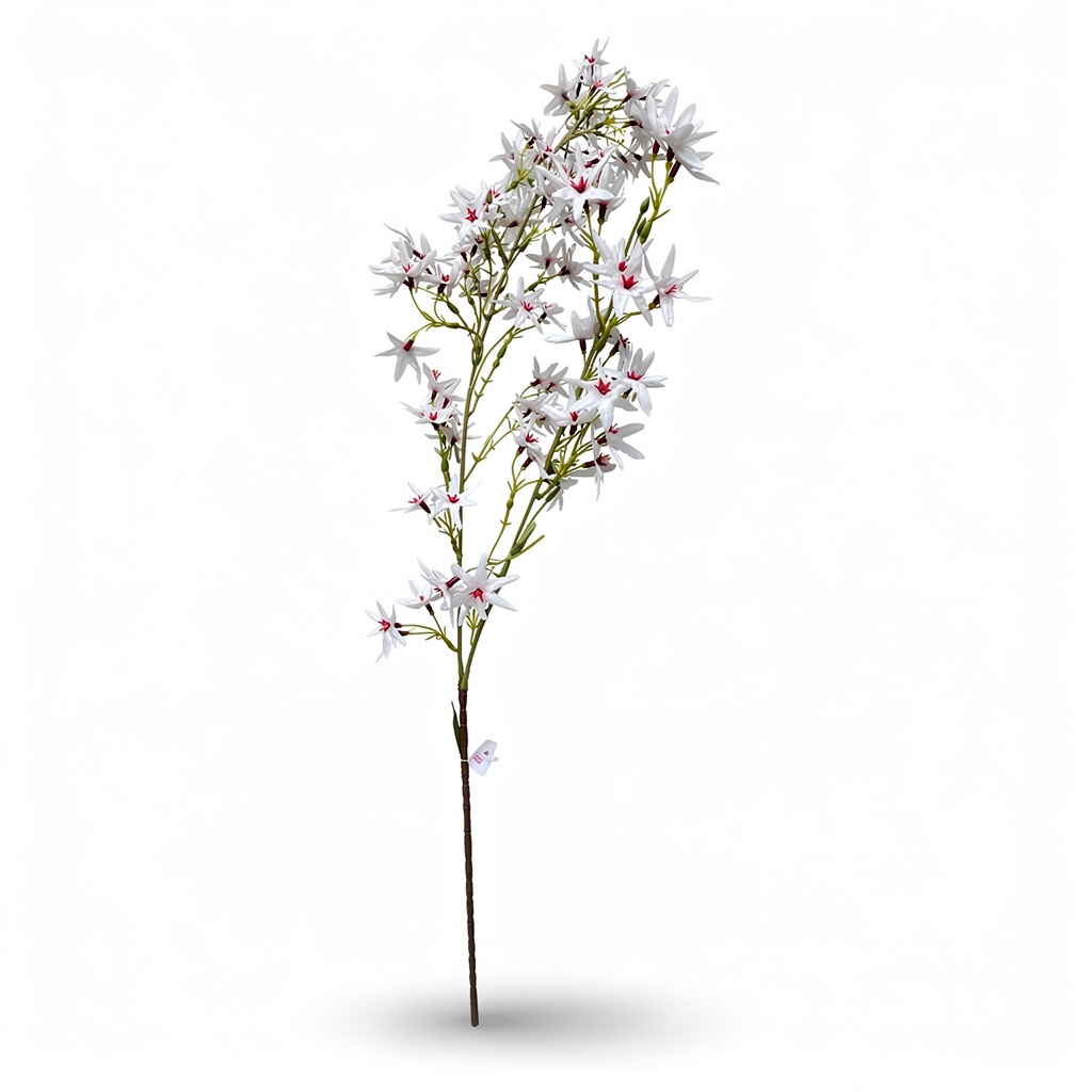Floare Artificială Decorativă Tip Crenguță cu Flori Stelate 110 cm - 1
