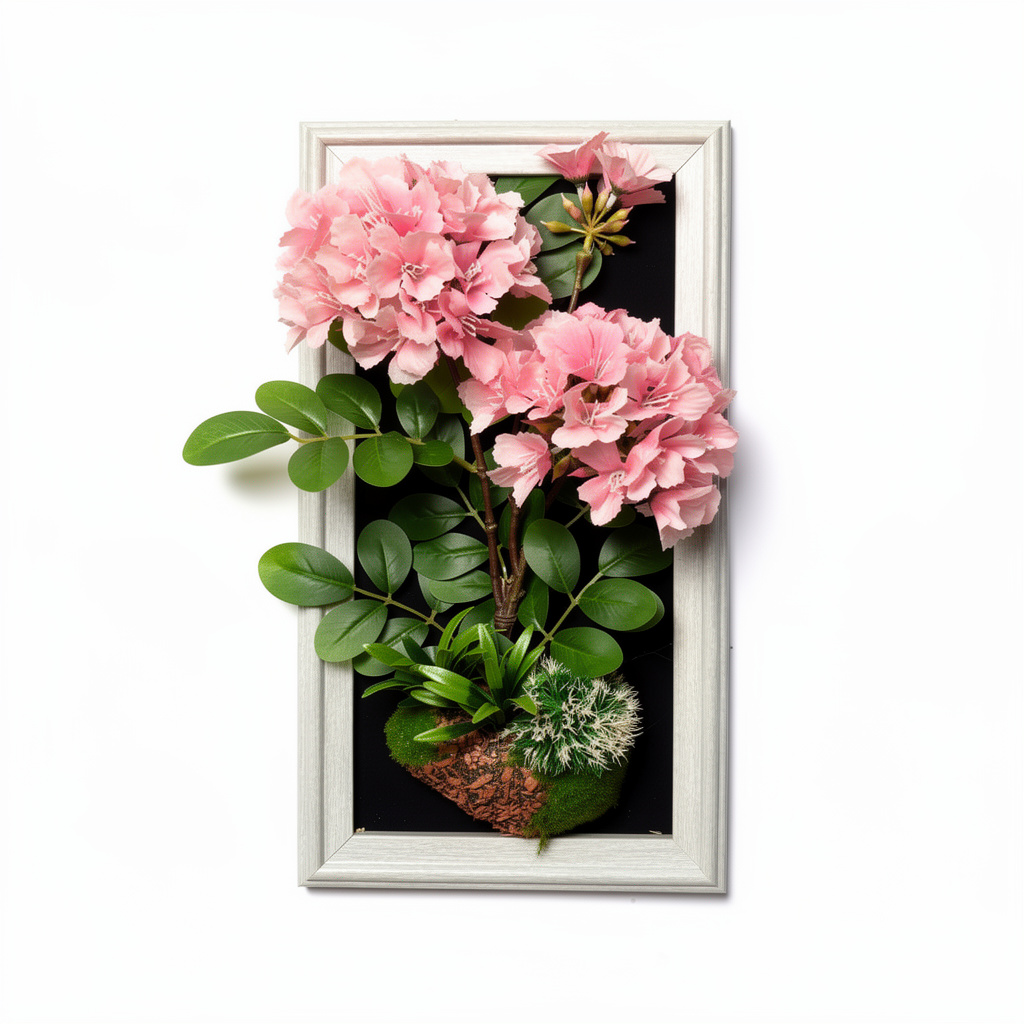 Tablou decorativ cu aranjament floral artificial mov, rama maro, 25 x 45 cm - 3
