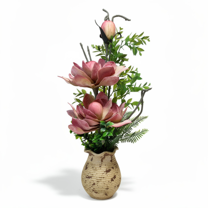 Aranjament floral decorativ artificial în vază, 68 cm, gri-bej - 3