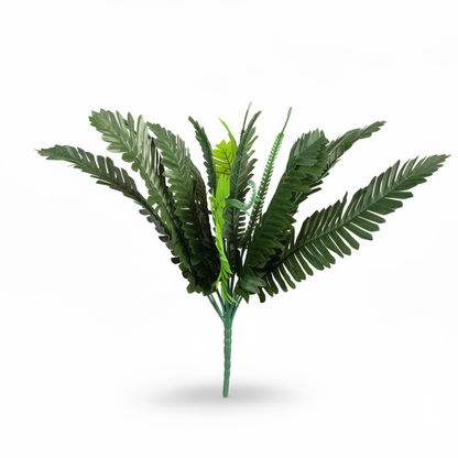 Buchet artificial tip feriga cu frunze late, 50 cm, verde, Ruyidecor