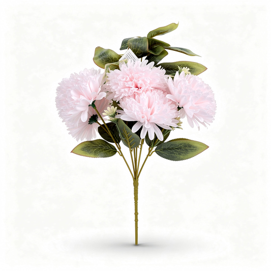Buchet artificial cu flori tip pompon, 45 cm, roz pal, Ruyidecor - Default Title