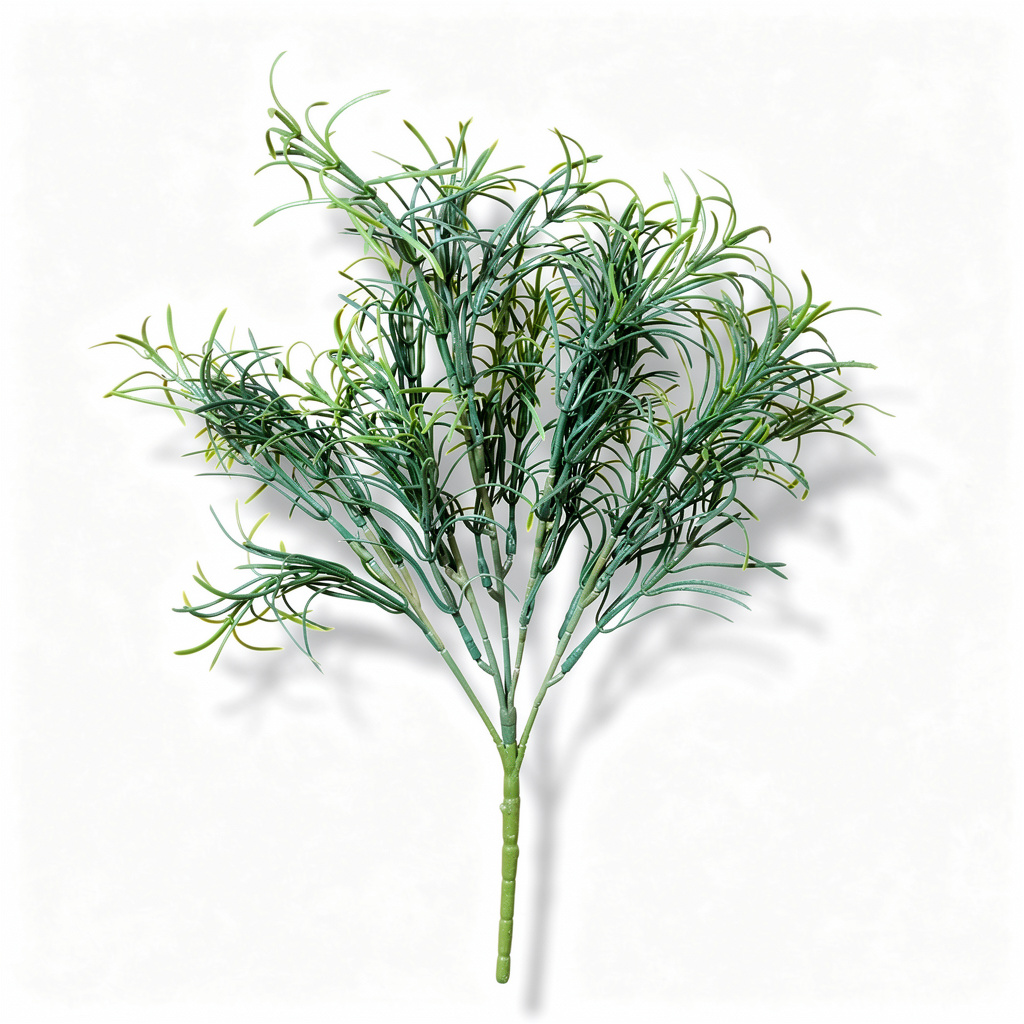 Buchet artificial cu frunze inguste decorative, 36 cm, 3 culori, Ruyidecor - Verde-albastrui
