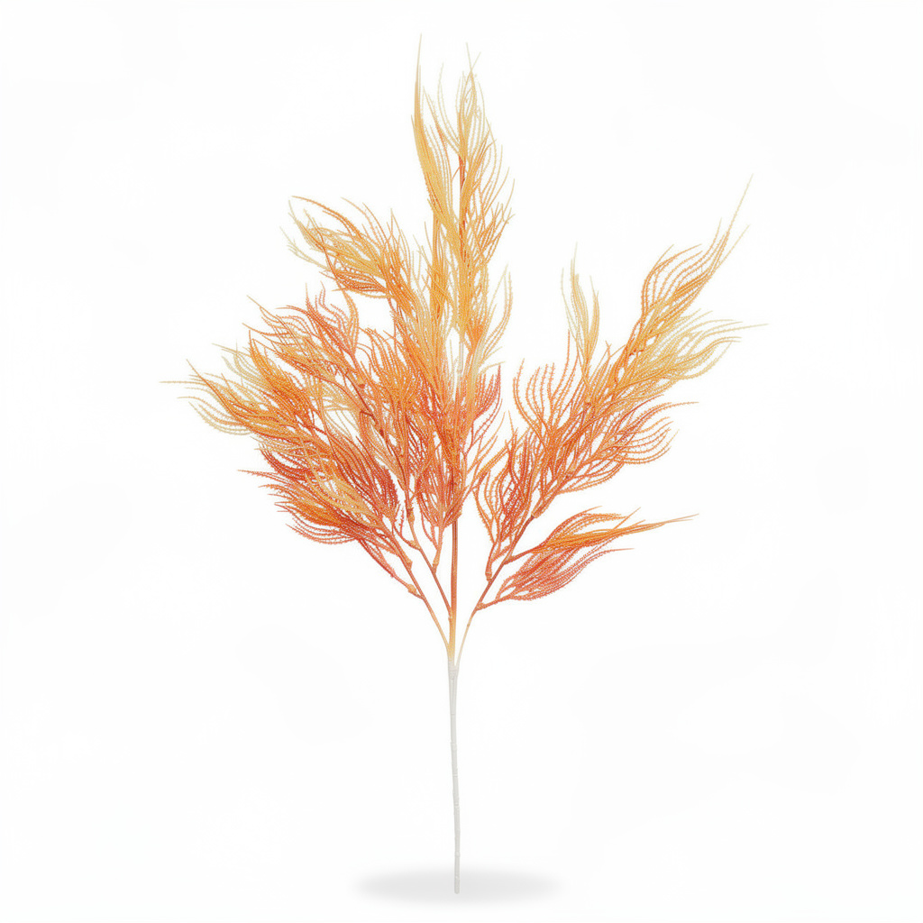 Ramura artificiala decorativa cu frunzis fin, 80 cm, 3 culori, Ruyidecor - Portocaliu coral