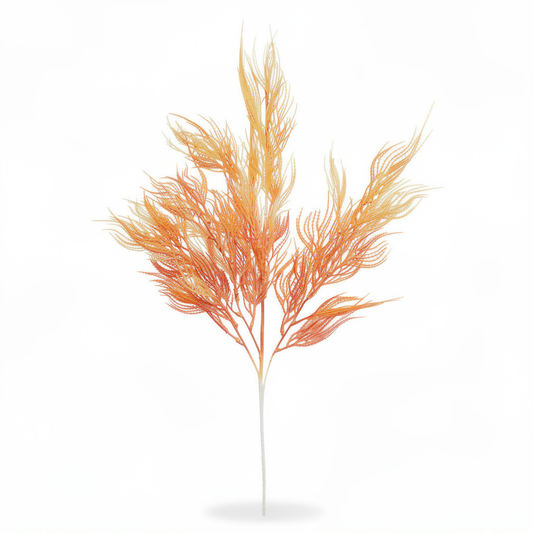 Ramura artificiala decorativa cu frunzis fin, 80 cm, 3 culori, Ruyidecor - Portocaliu coral