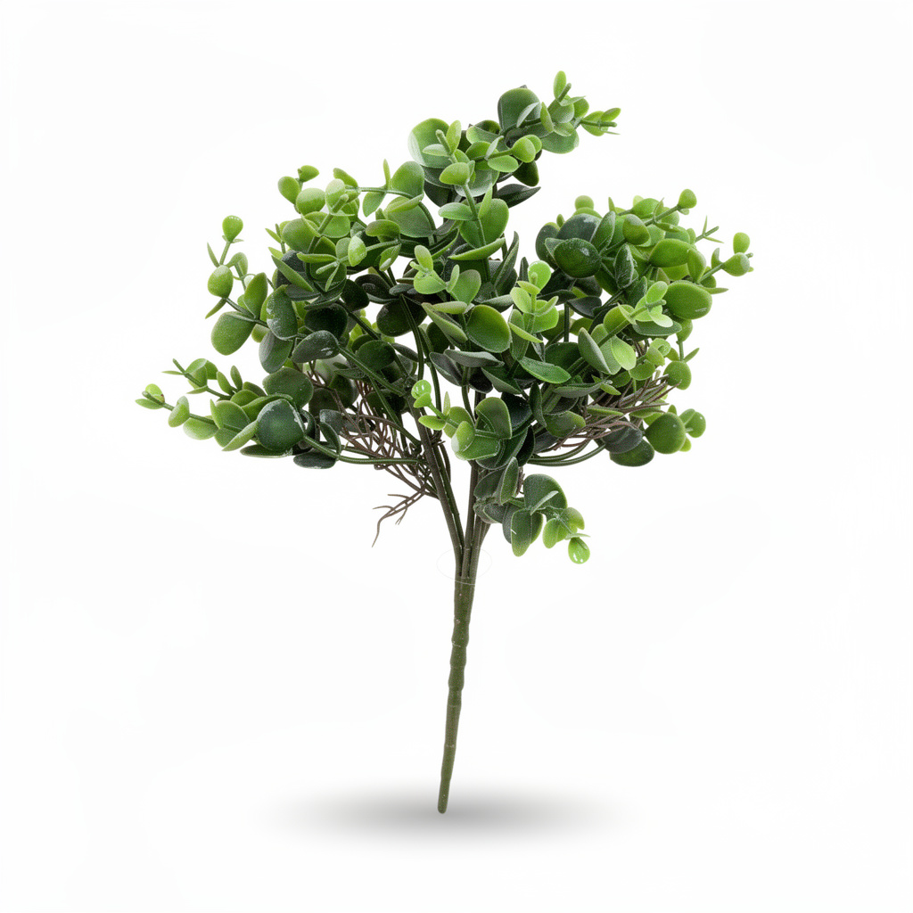 Buchet artificial cu frunze rotunde compacte, 35 cm, verde deschis, Ruyidecor