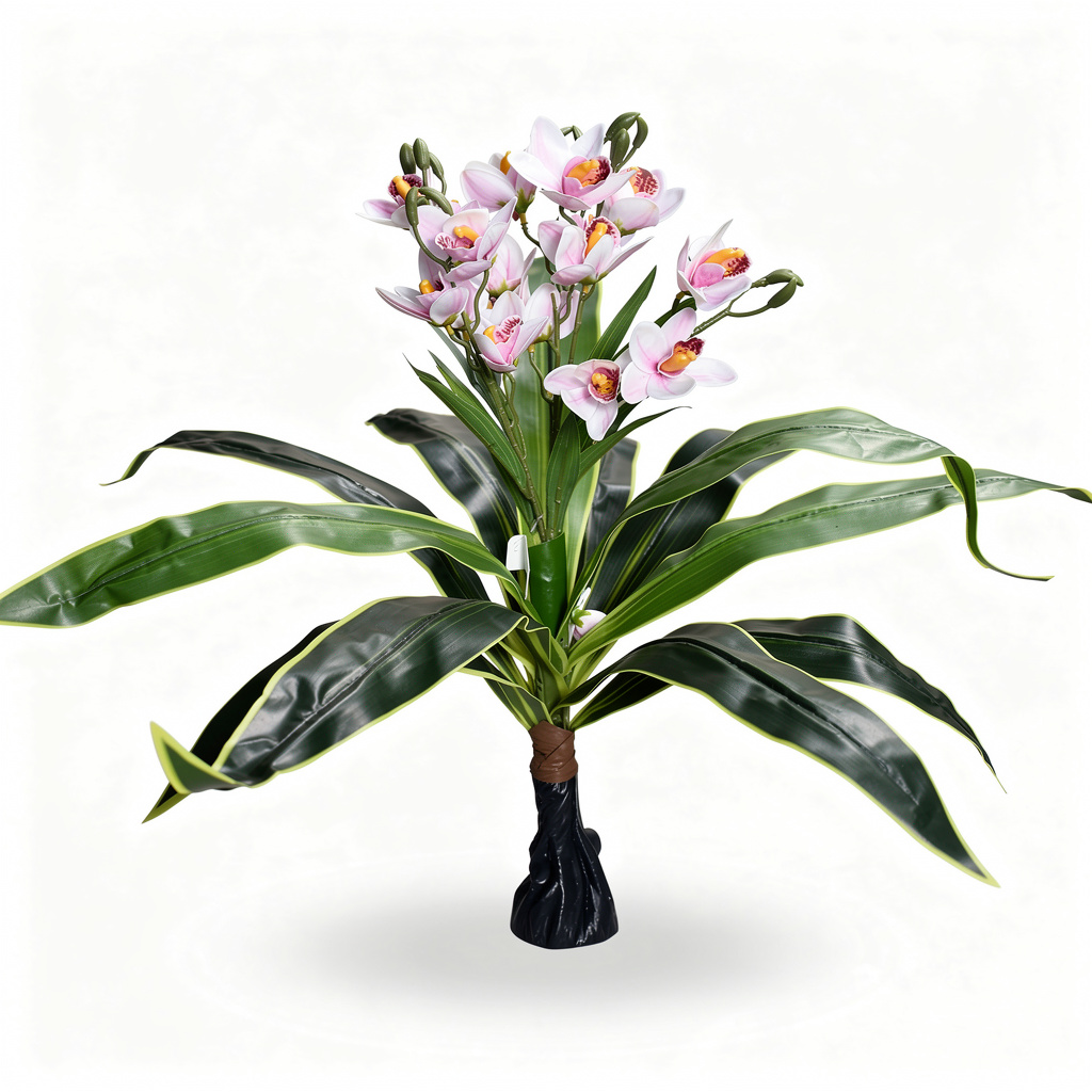 Planta orhidee artificiala decorativa, 85 cm, Ruyidecor - Alb-roz