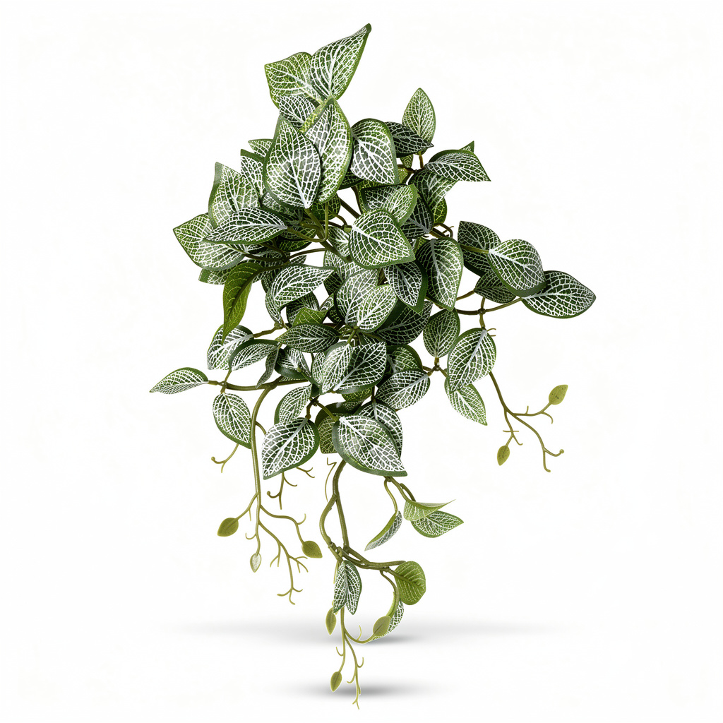 Planta artificiala curgatoare tip fittonia, 45 cm, alb-verde, Ruyidecor